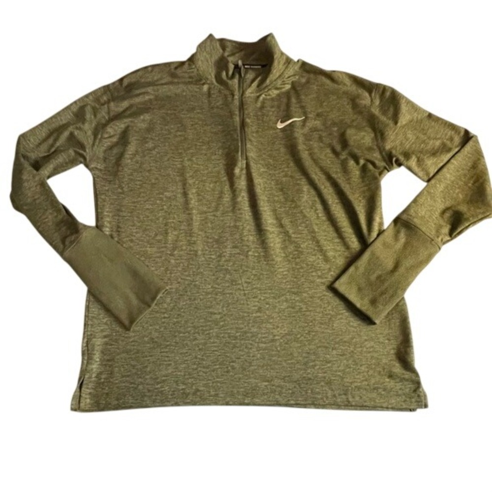 Nike Running Dri-FIT‎ Quarter Zip Pullover Olive Green Heather Womens M